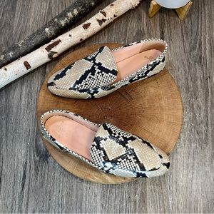 *NWOB J Crew | Women's Cecile smoking slippers in snake-embossed leather Size 7